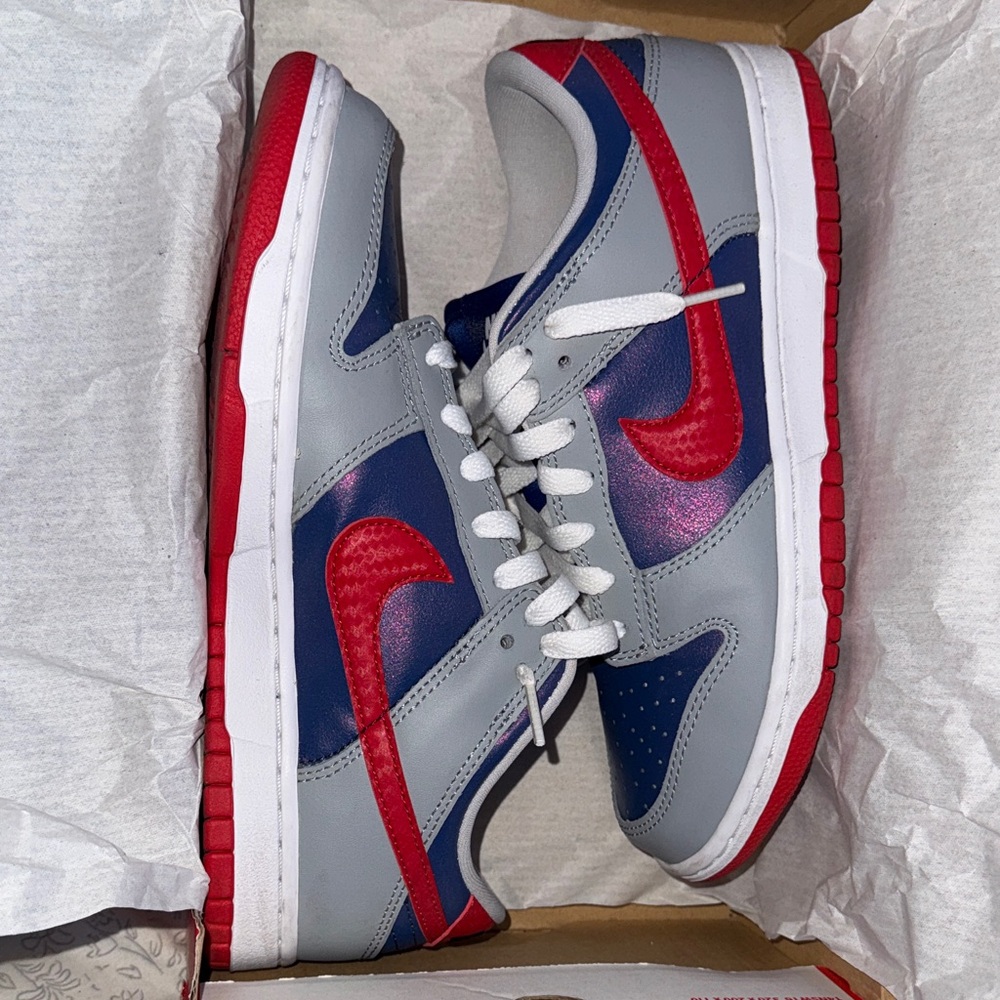 Nike Gray, Blue, and Red Sneakers